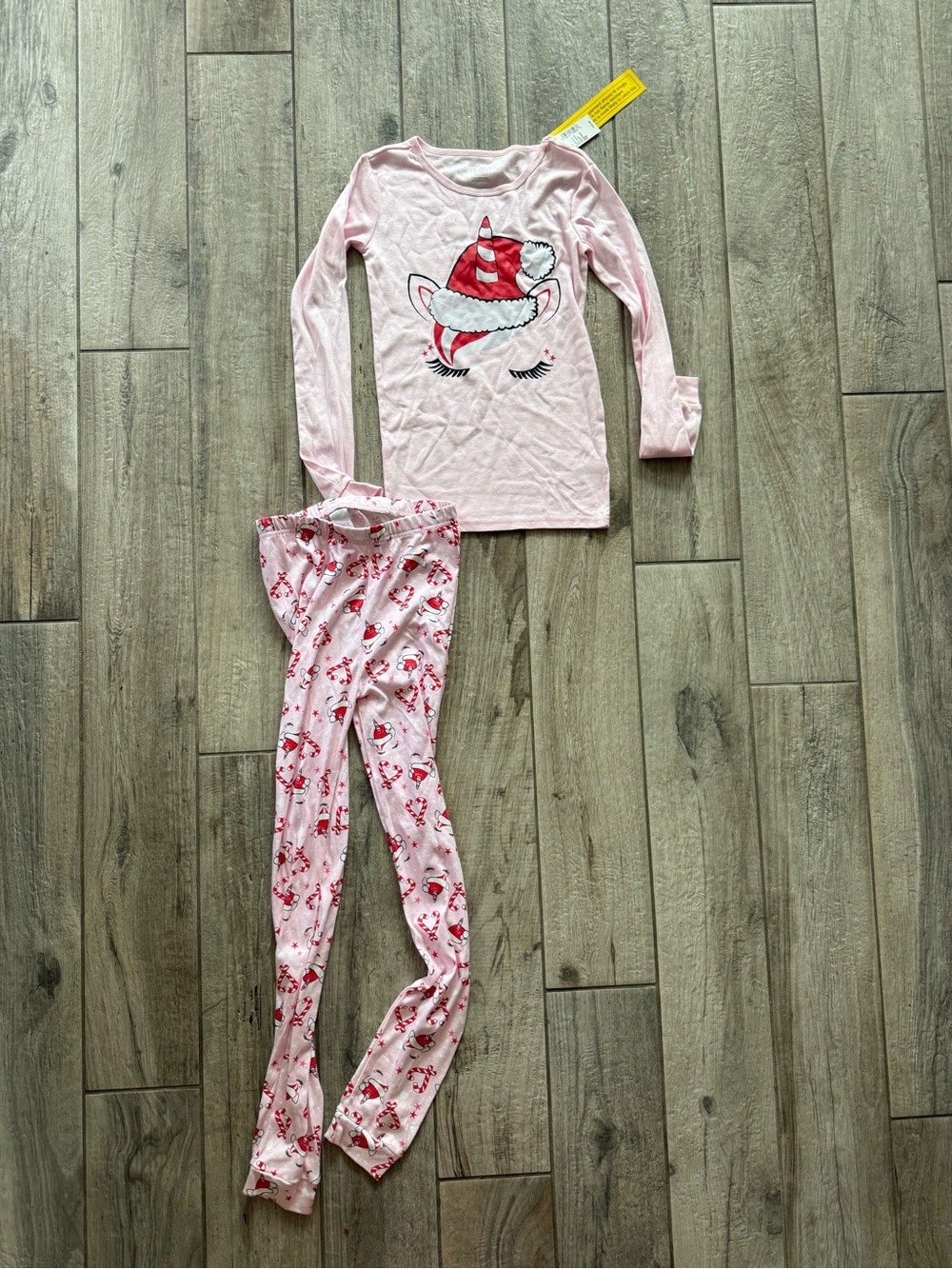 The Children's Place Pink Unicorn Santa Hat Pajama Set